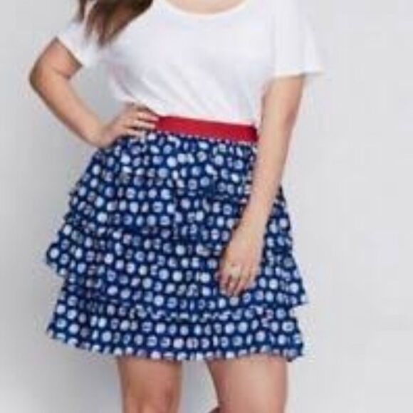 LANE BRYANT Tiered Ruffle Polka Dot Skirt - Picture 2 of 7